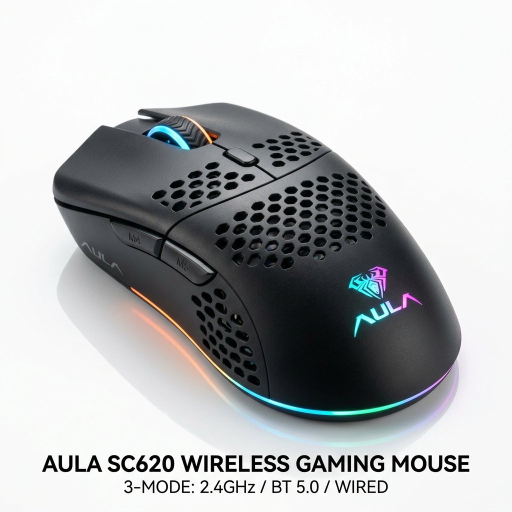 Chuột Không Dây Gaming AULA SC620 (3 Chế Độ Kết Nối Bluetooth / 2.4GHz / Type-C)
