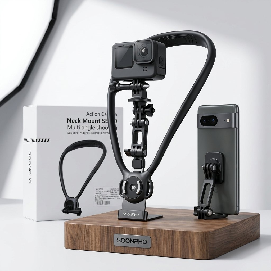 Giá Đỡ Đeo Cổ Quay Video POV SOONPHO Neck Mount SE 3.0 (Hút Nam Châm Từ Tính & Kẹp Điện Thoại / Action Cam)