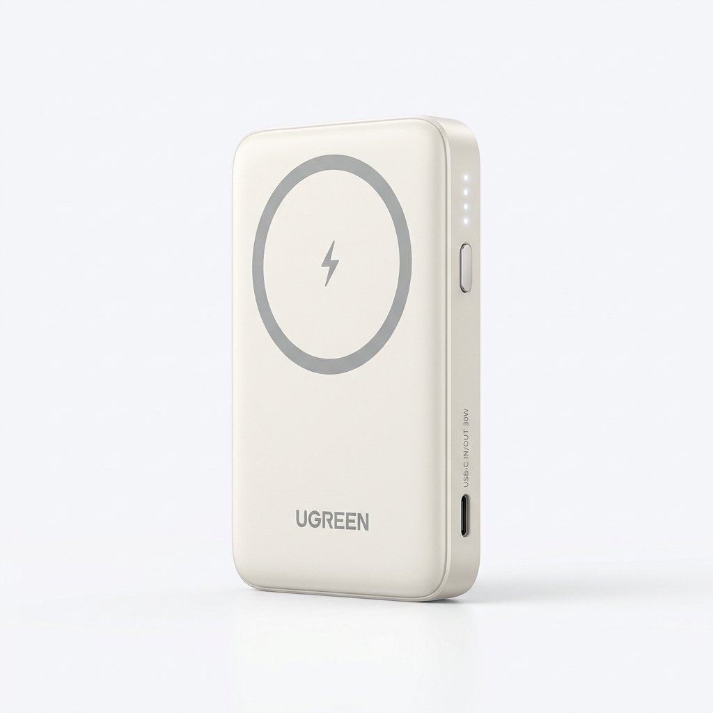 Pin Sạc Dự Phòng Không Dây Từ Tính MagSafe Ugreen 10000mAh 22.5W (Màu Kem)